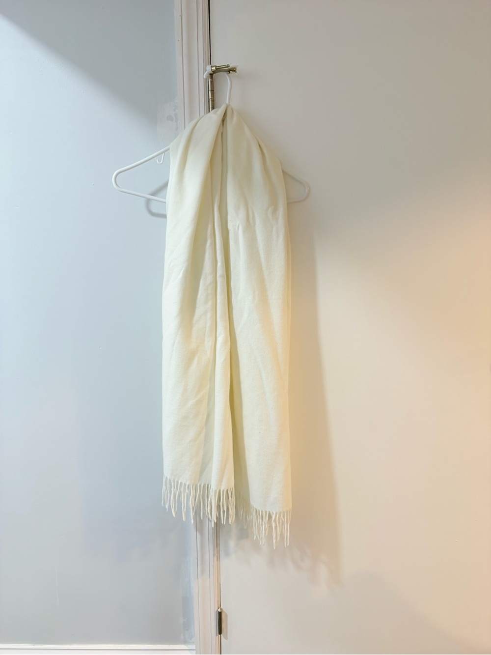 Cream Fringed Long Shawl
